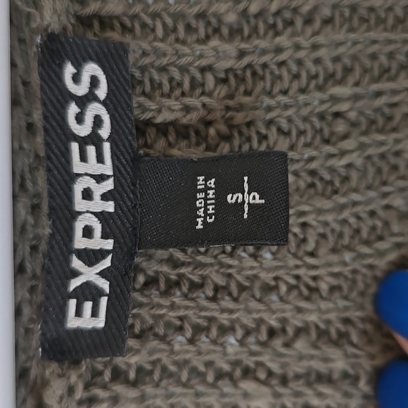Express | Olive Green Gold Zipper Knit Sweater Size Small - Picture 7 of 8